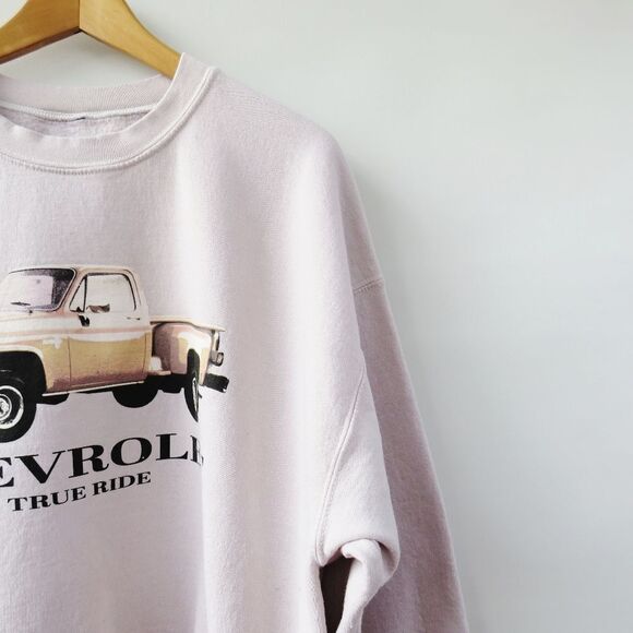 GM Chevrolet Unisex Stone Cement Gray Truck Fleece Sweatshirt Size Large - Picture 3 of 10